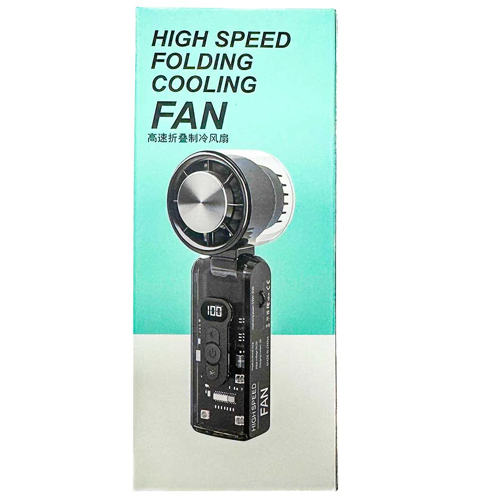 th LED Display – White, Pink or Black High-Speed Folding Cooling Fan (FC8) – Portable USB-Rechargeable with LED Display