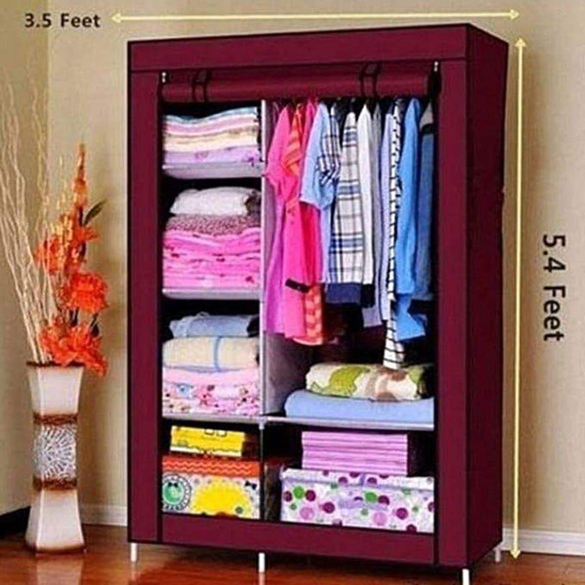 Portable 2 layer wardrobe