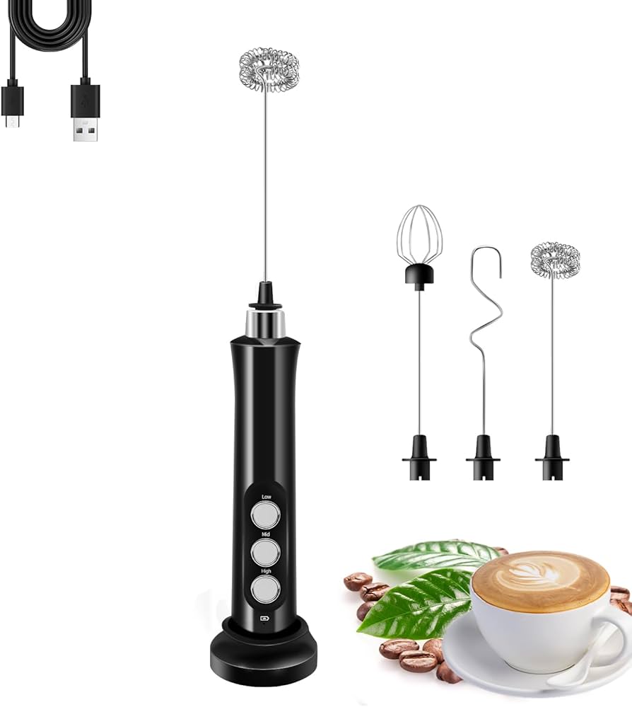 Rechargeable Stainless Steel Coffee & Milk Frother – Handheld Electric Mixer with 3-Speed Control - 2