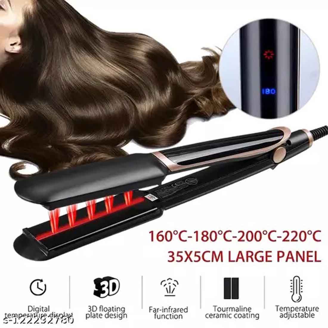Kemei Km-2212 Hair Electric LCD Straightening Iron - 3